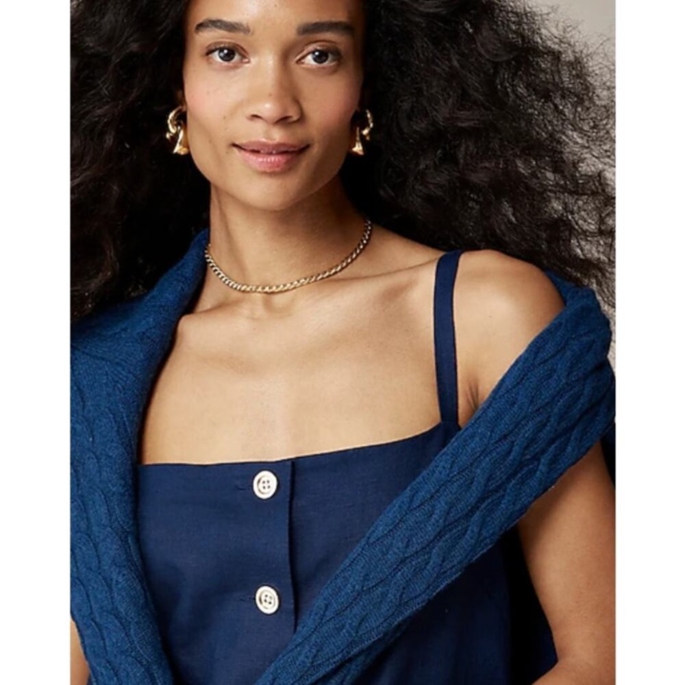 J. Crew Navy Blue Button-Front Mini Dress - Picture 4 of 13
